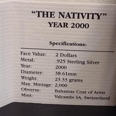 2000 'The Nativity' Commonwealth of the Bahamas $2 Sterling Silver Coin 23.33 grams (#9)
