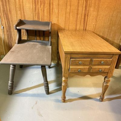 LOT 162B: Pair of Basic End Tables - one 2 Tiered & one w/ Drawer