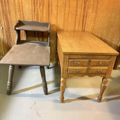 LOT 162B: Pair of Basic End Tables - one 2 Tiered & one w/ Drawer