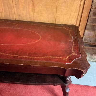 LOT 164B: Vintage Red Leather Top Coffee Table