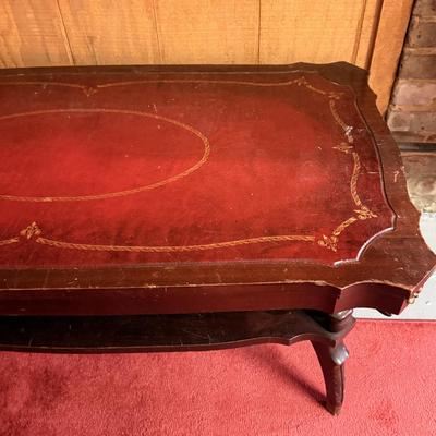 LOT 164B: Vintage Red Leather Top Coffee Table