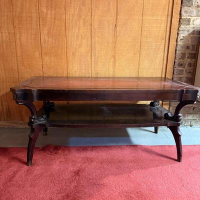 LOT 164B: Vintage Red Leather Top Coffee Table