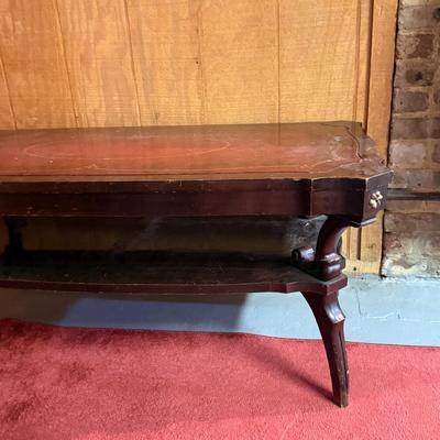 LOT 164B: Vintage Red Leather Top Coffee Table