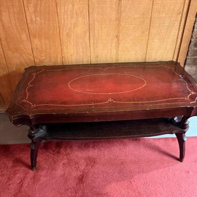 LOT 164B: Vintage Red Leather Top Coffee Table