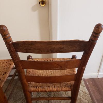Pair of Ladder Back-Rush Seat Chairs (LR-KD)