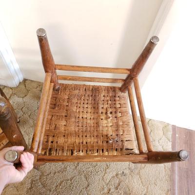 Pair of Ladder Back-Rush Seat Chairs (LR-KD)