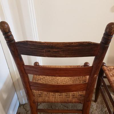 Pair of Ladder Back-Rush Seat Chairs (LR-KD)