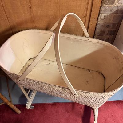 LOT 165B: Vintage Thayer High Chair & Hawkeye Quality Baskenette by Burlington Basket Company