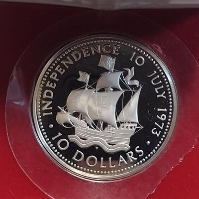 1973 Commonwealth of the Bahamas $10 Sterling Silver Proof Coin 10 July 1973 Independance 49 grams (#11)