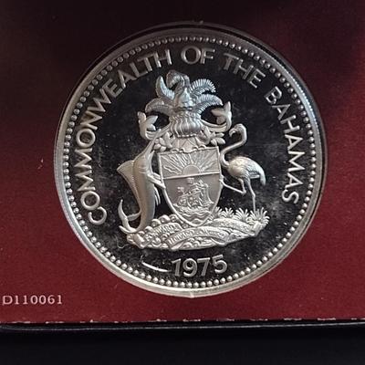 1975 Commonwealth of the Bahamas $10 Sterling Silver Proof Coin 10 July 1973 Independance 49 grams (#12)