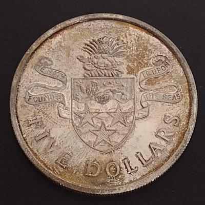 1972 Cayman Islands $5 Sterling Silver Circulated Coin 36 grams (#15)