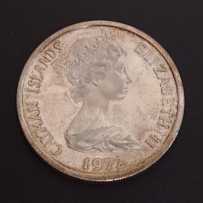 1972 Cayman Islands $5 Sterling Silver Circulated Coin 36 grams (#15)