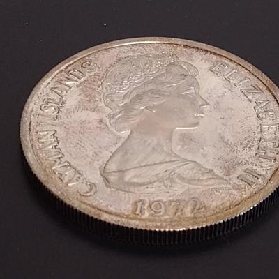 1972 Cayman Islands $5 Sterling Silver Circulated Coin 36 grams (#15)