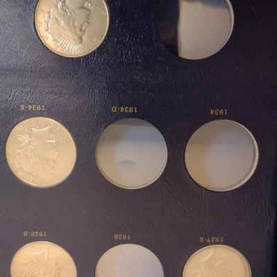 U. S. Mint Peace Silver Dollar Collection Booklet with Various Date Circulated Coins as Shown (#17)