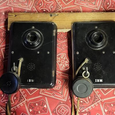 LOT 153B: Antique Western Electric 211 Rotary Wall Phone and Pair IBM Intercoms