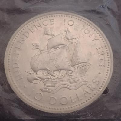 1973 Commonwealth of the Bahamas $10 Sterling Silver Uncirculated Coin 10 July 1973 Independance 49 grams (#18)