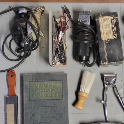 LOT 155B: Vintage Hair Cut Tools Including Clippers by Oster, Raycine and More