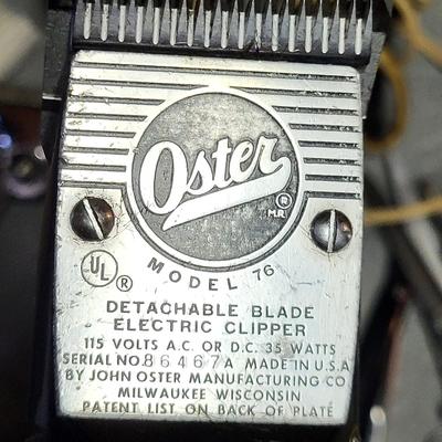LOT 155B: Vintage Hair Cut Tools Including Clippers by Oster, Raycine and More
