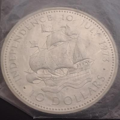 1973 Commonwealth of the Bahamas $10 Sterling Silver Uncirculated Coin 10 July 1973 Independance 49 grams (#19)
