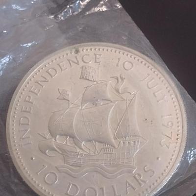 1973 Commonwealth of the Bahamas $10 Sterling Silver Uncirculated Coin 10 July 1973 Independance 49 grams (#21)