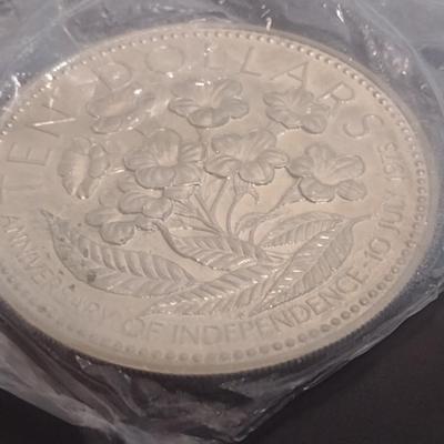 1975 Commonwealth of the Bahamas $10 Sterling Silver Uncirculated Coin 10 July 1973 Independance 49 grams (#22)