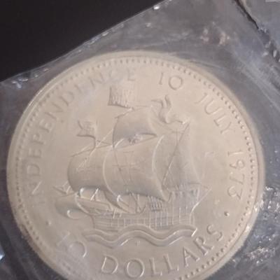 1973 Commonwealth of the Bahamas $10 Sterling Silver Uncirculated Coin 10 July 1973 Independance 49 grams (#23)