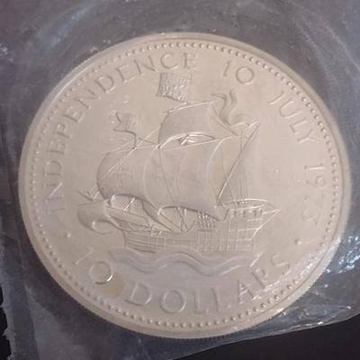 1973 Commonwealth of the Bahamas $10 Sterling Silver Uncirculated Coin 10 July 1973 Independance 49 grams (#24)
