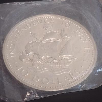 1973 Commonwealth of the Bahamas $10 Sterling Silver Uncirculated Coin 10 July 1973 Independance 49 grams (#24)