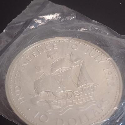 1973 Commonwealth of the Bahamas $10 Sterling Silver Uncirculated Coin 10 July 1973 Independance 49 grams (#25)
