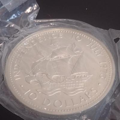 1973 Commonwealth of the Bahamas $10 Sterling Silver Uncirculated Coin 10 July 1973 Independance 49 grams (#26)