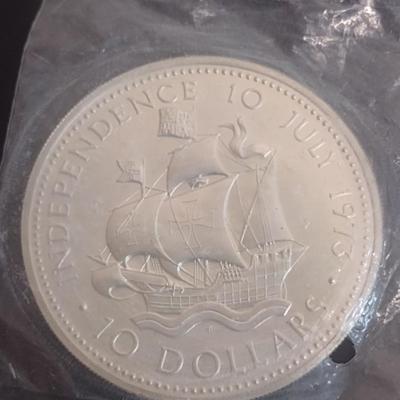 1973 Commonwealth of the Bahamas $10 Sterling Silver Uncirculated Coin 10 July 1973 Independance 49 grams (#28)