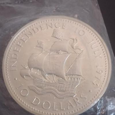 1973 Commonwealth of the Bahamas $10 Sterling Silver Uncirculated Coin 10 July 1973 Independance 49 grams (#29)