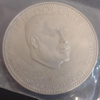 1974 Commonwealth of the Bahamas $10 Sterling Silver Uncirculated Coin 10 July 1973 Independance 49 grams (#30)
