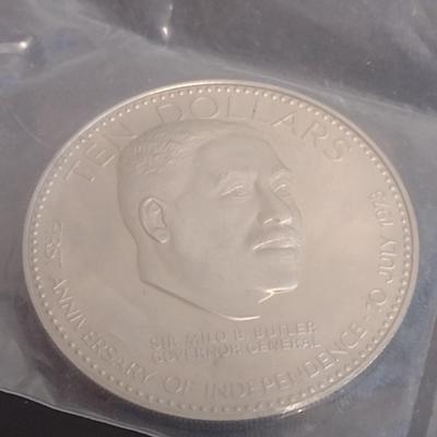 1974 Commonwealth of the Bahamas $10 Sterling Silver Uncirculated Coin 10 July 1973 Independance 49 grams (#30)