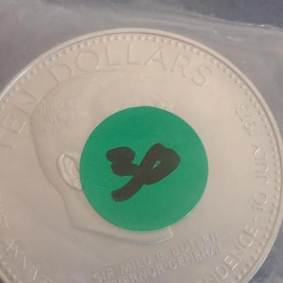 1974 Commonwealth of the Bahamas $10 Sterling Silver Uncirculated Coin 10 July 1973 Independance 49 grams (#30)