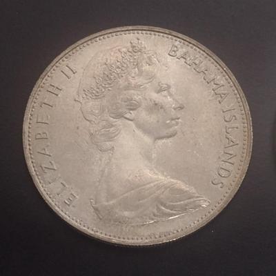 Set of Two 1966 Elizabeth II Bahama Islands $5 Silver Coins Circulated 39 grams Each Coin (#31)
