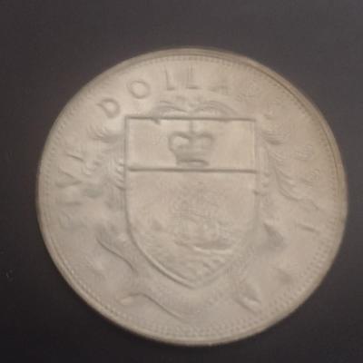 Set of Two 1966 Elizabeth II Bahama Islands $5 Silver Coins Circulated 39 grams Each Coin (#31)