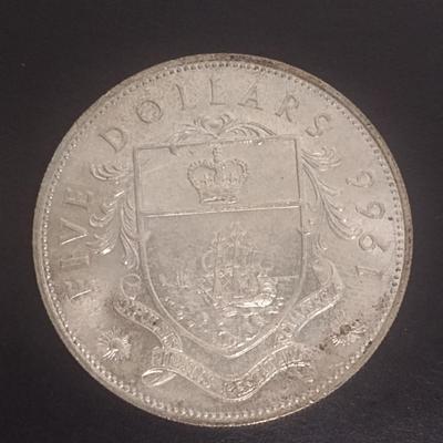 Set of Two 1966 Elizabeth II Bahama Islands $5 Silver Coins Circulated 39 grams Each Coin (#32)