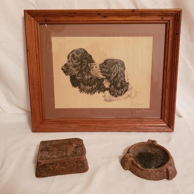 Framed Paul Wood Print & Matching Box and Ashtray (B3-KD)