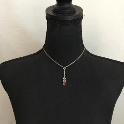 Vintage Napier, Silver tone Y drop necklace