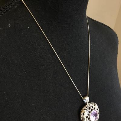 Gorgeous, sterling, silver pendant, and necklace 925 sterling silver