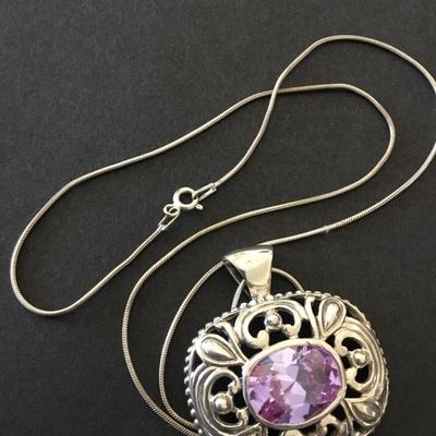 Gorgeous, sterling, silver pendant, and necklace 925 sterling silver
