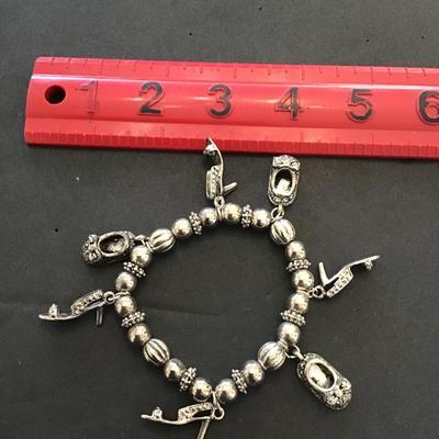 Vintage very unique women’s Stretchy Charm bracelet silver tone