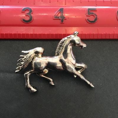Vintage SilverTone horse Brooch by best