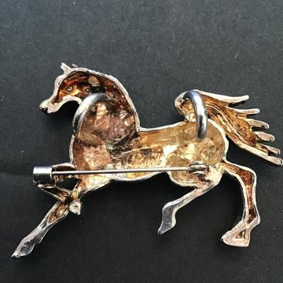 Vintage SilverTone horse Brooch by best