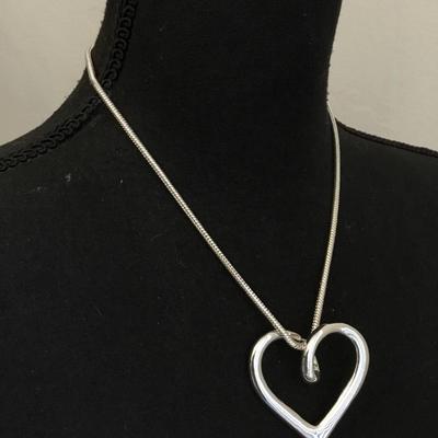 Beautiful very nice Silver-tone heart statement, necklace