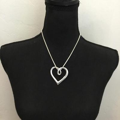 Beautiful very nice Silver-tone heart statement, necklace