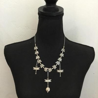 Beautiful Silver-tone, dragon Fly statement necklace