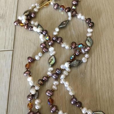 Gorgeous, genuine, pearl double strand necklace with her clasp