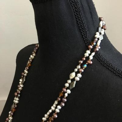 Gorgeous, genuine, pearl double strand necklace with her clasp